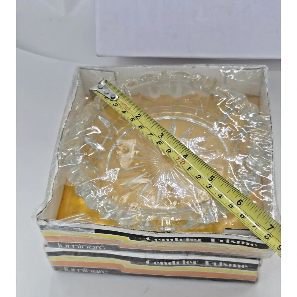 NOS Vintage MCM Set Of 2 Luminarc Cendrier Prisme Glass Ashtrays France 1970s